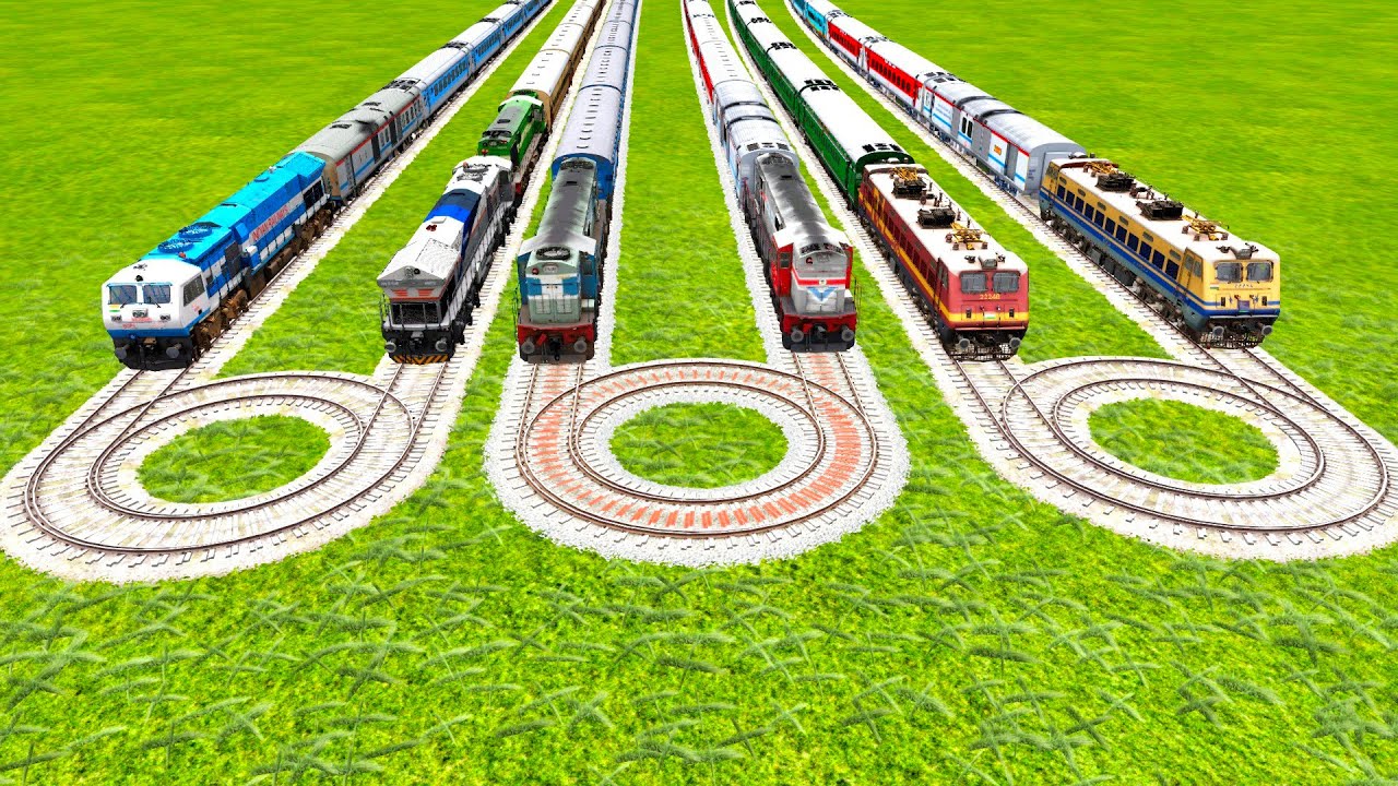 SIX HIGH SPEED TRAINS VS MOST DANGEROUS 3  650 DEGREE CIRCLE RAILWAY TRACKS|▶️ Train simulator 2024|