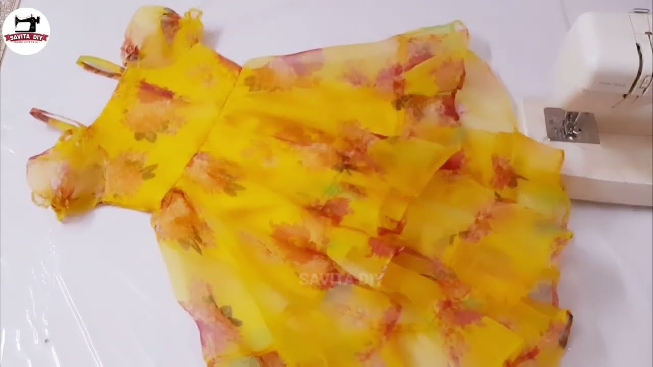 Partywear High-Low Organza Baby Frock Cutting and Stitching/Very Easy and Beautiful Baby Frock