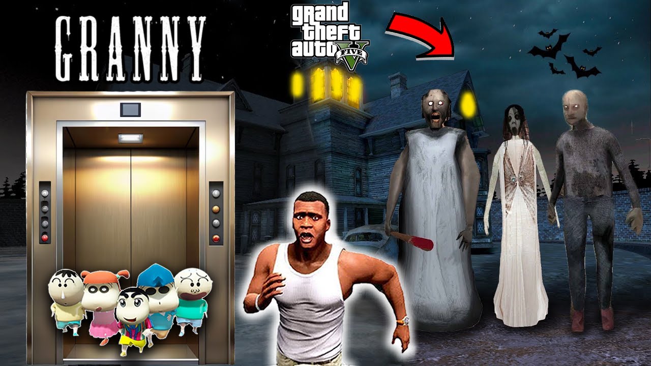 Franklin Saving Shinchan and His Friends From Granny & Grandpa From ELEVATOR ESCAPE ! GTAV Avengers