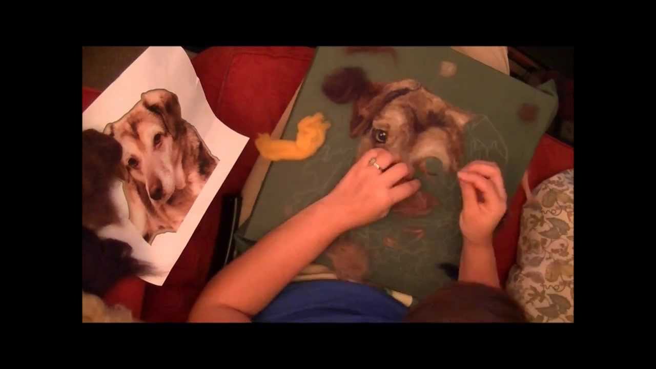 Needle Felting a 2D Pet Dog Portrait