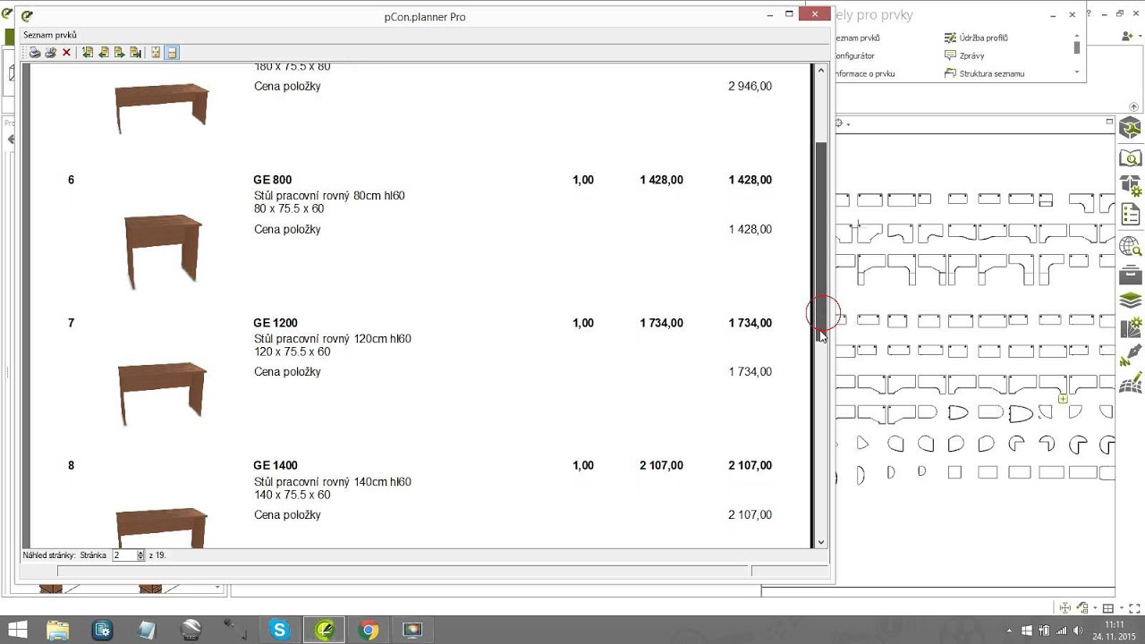 Export of article list to Excel in pCon.planner 7.2