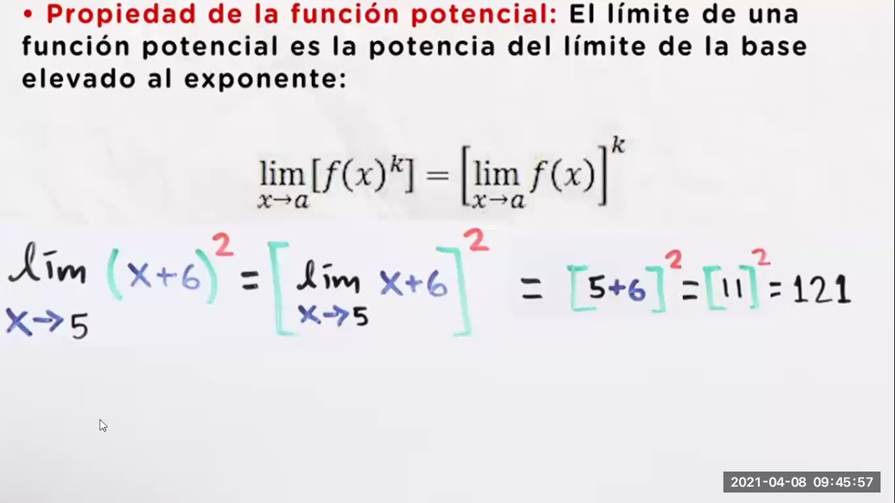 Propiedades de los limites propiedad de la función potencial propiedad de la raíz