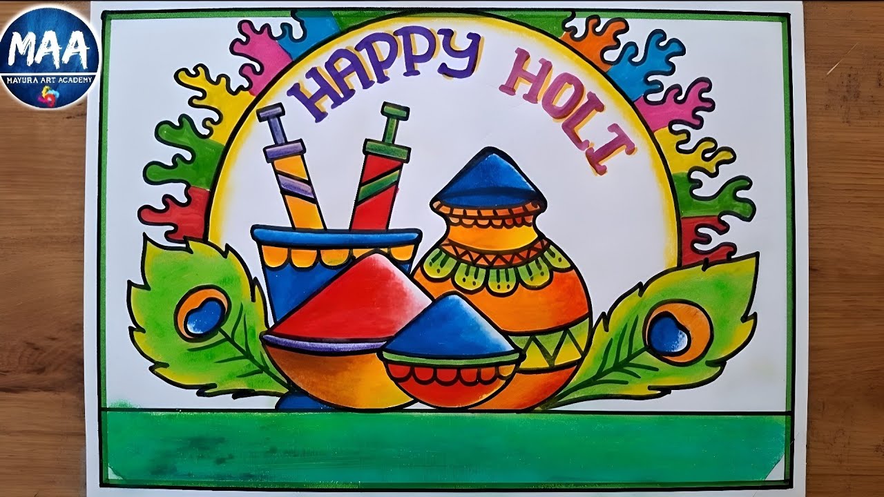 Holi drawing | Holi Special Drawing | Happy Holi Drawing | Holi Festival Drawing | Holi Drawing Easy