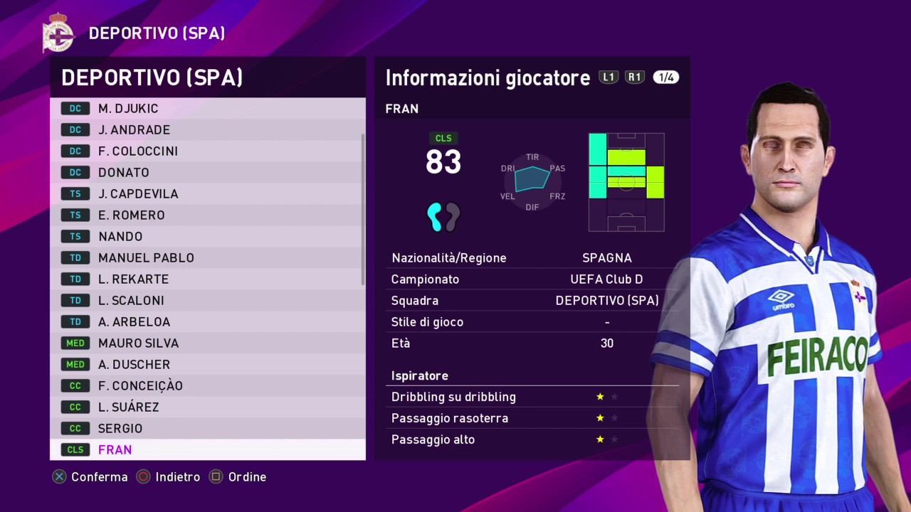 eFootball PES 2020 (PS4) - DEPORTIVO LA CORUÑA CLASSIC ALL TIME XI (83/100)