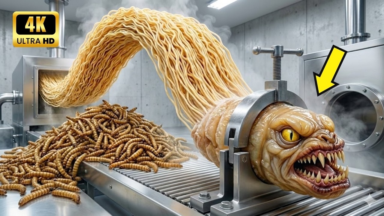 Inside a Noodle Factory: How Millions of Instant Noodles Are Made from Mealworms #Factoryprocess