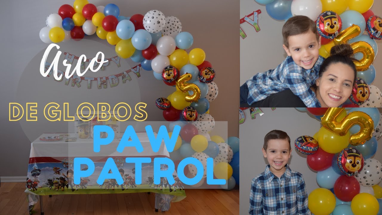 Como hacer bouquet de globos estilo arco para niño patrulla canina paw patrol 5 años