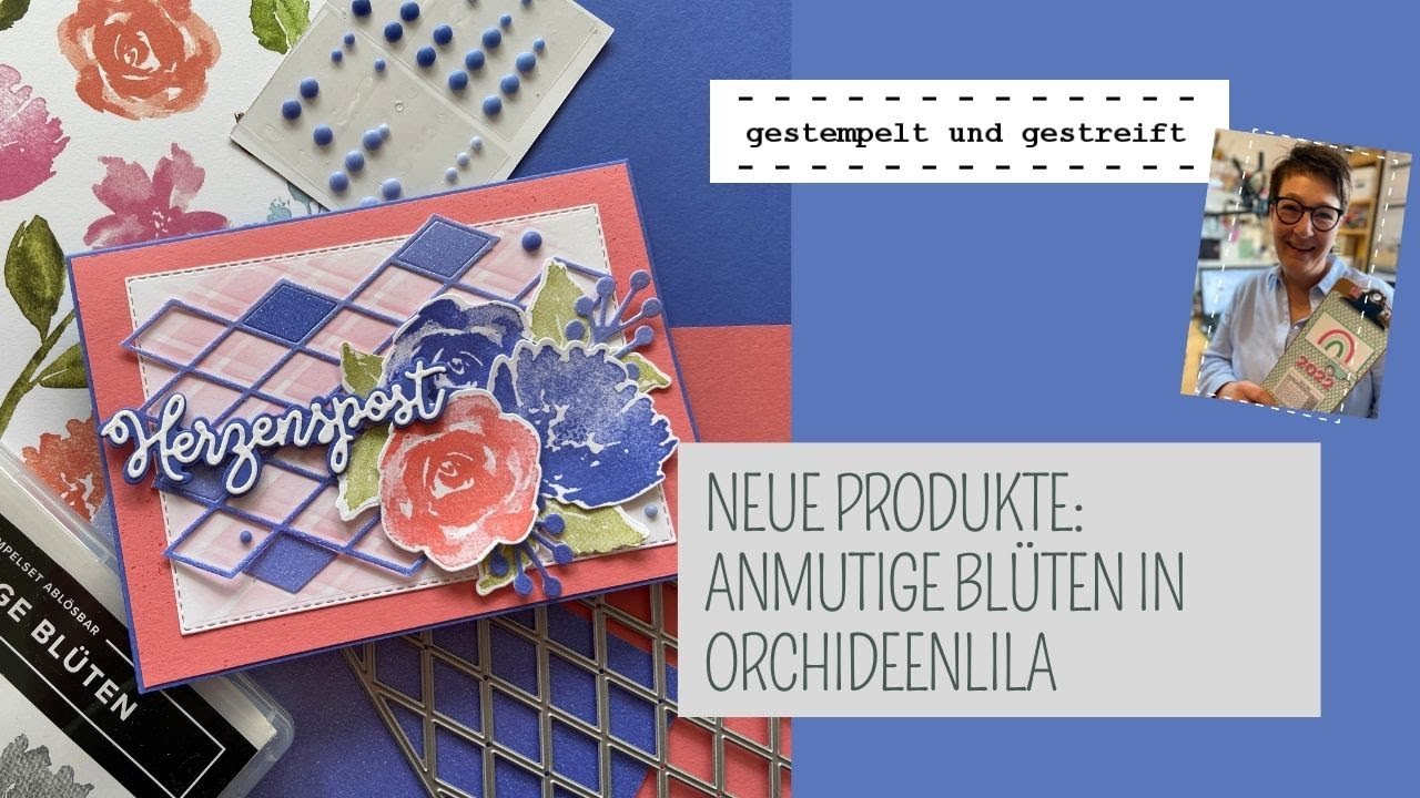 Anmutige Bl&uuml;ten | Hintergrundtechnik mit Stanzform | Orchideenlila & Flamingorot