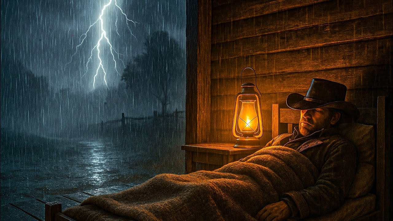Sleeping on a warm and cozy porch during a storm | RDR2 Heavy rain Sounds ASMR