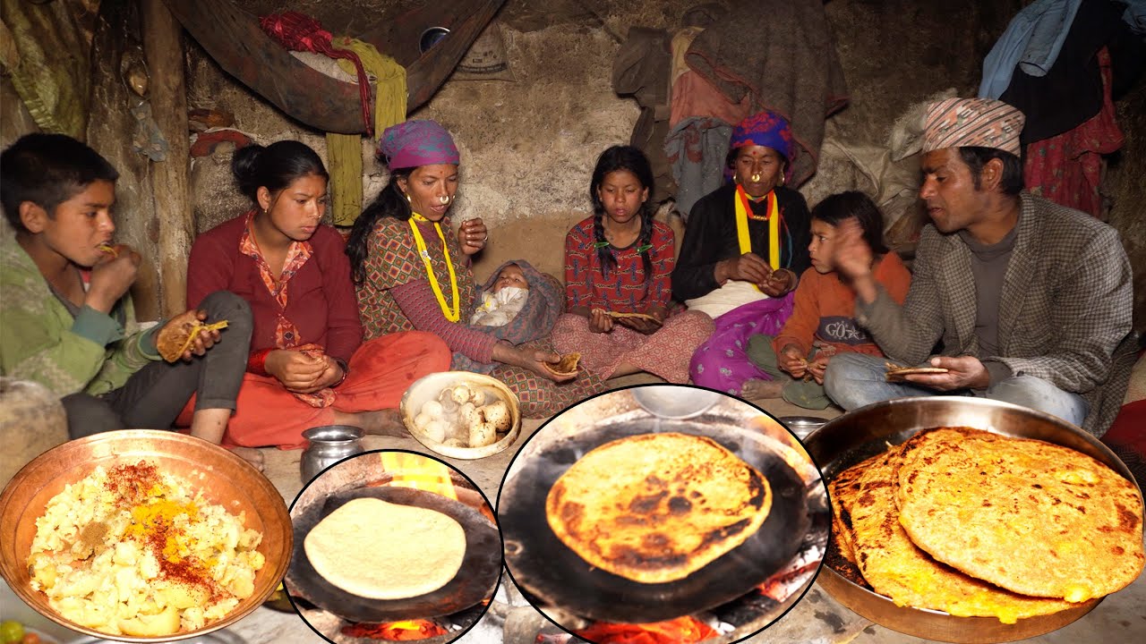 dharme cooks potato bread with his daughter @ruralnepall