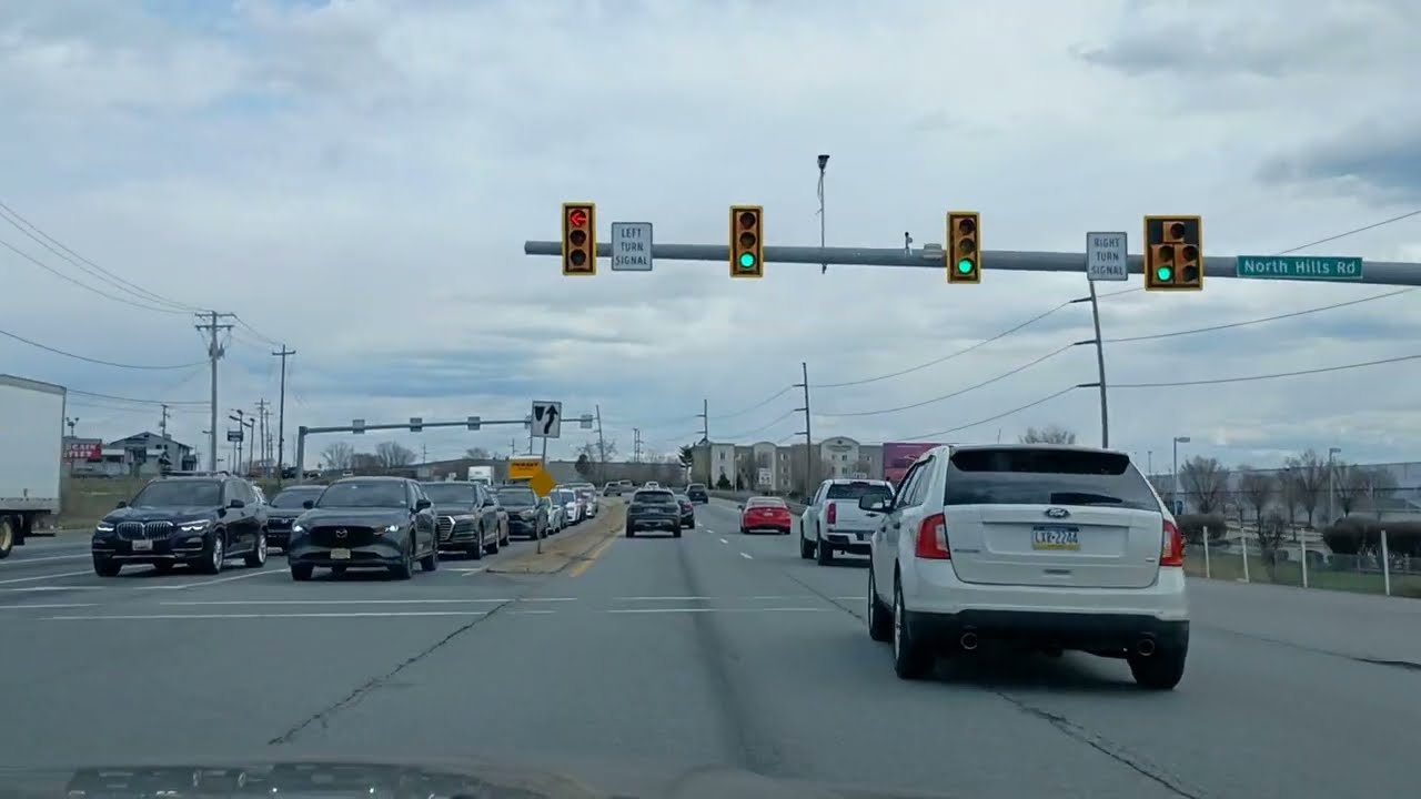 York - Lancaster, PA via US 30 East from North Hills Road to PA 340 (4K)
