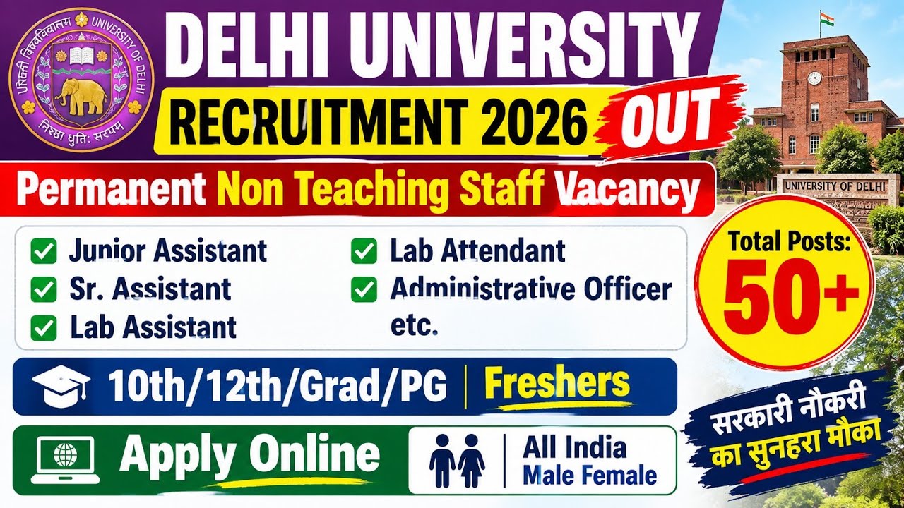 Delhi University New Vacancy 2026 Out 📢 50+ Permanent Posts | Central Govt Jobs