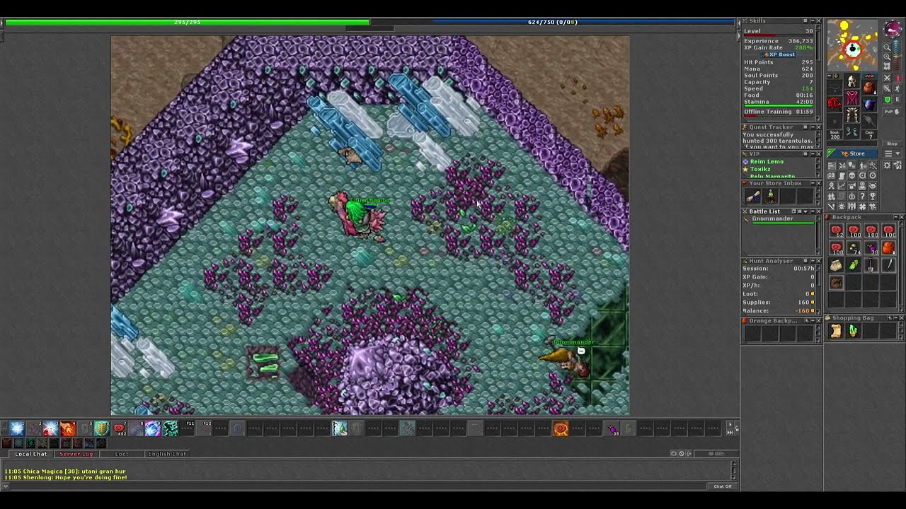 Tibia - Level 30 - 45 Hunt Spike Mage Sorcerer or Druid (400k EXP Per Hour) 5 Levels in 30 minutes!