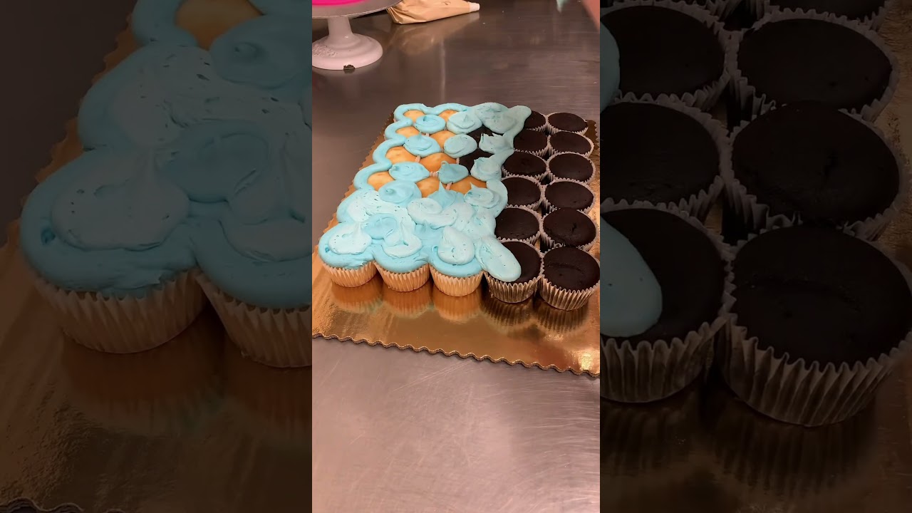 My biggest cupcake cake yet! PART 1 🧁#cake #cakedecorating #shorts