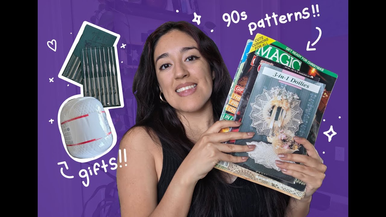Unboxing a package from grandma! | 90s crochet patterns, hooks, and more!