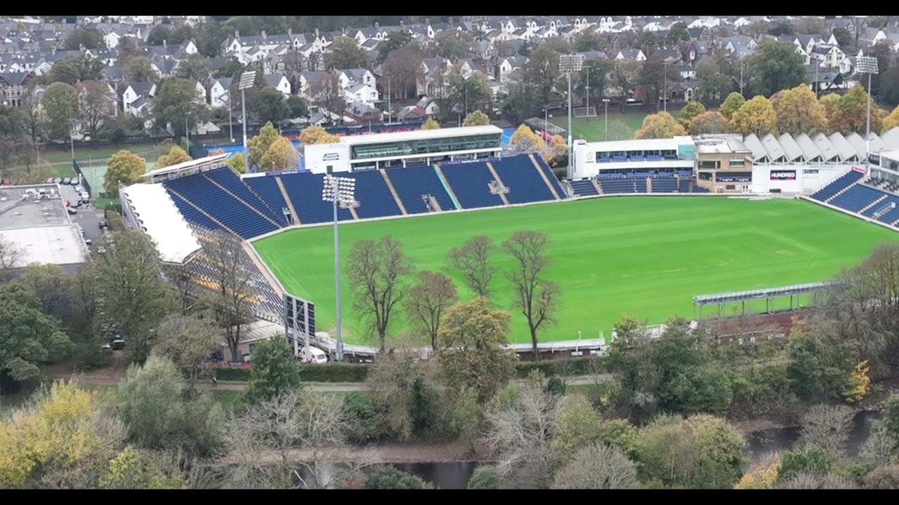 Stunning Aerial View Of Cardiff from above the River Taff