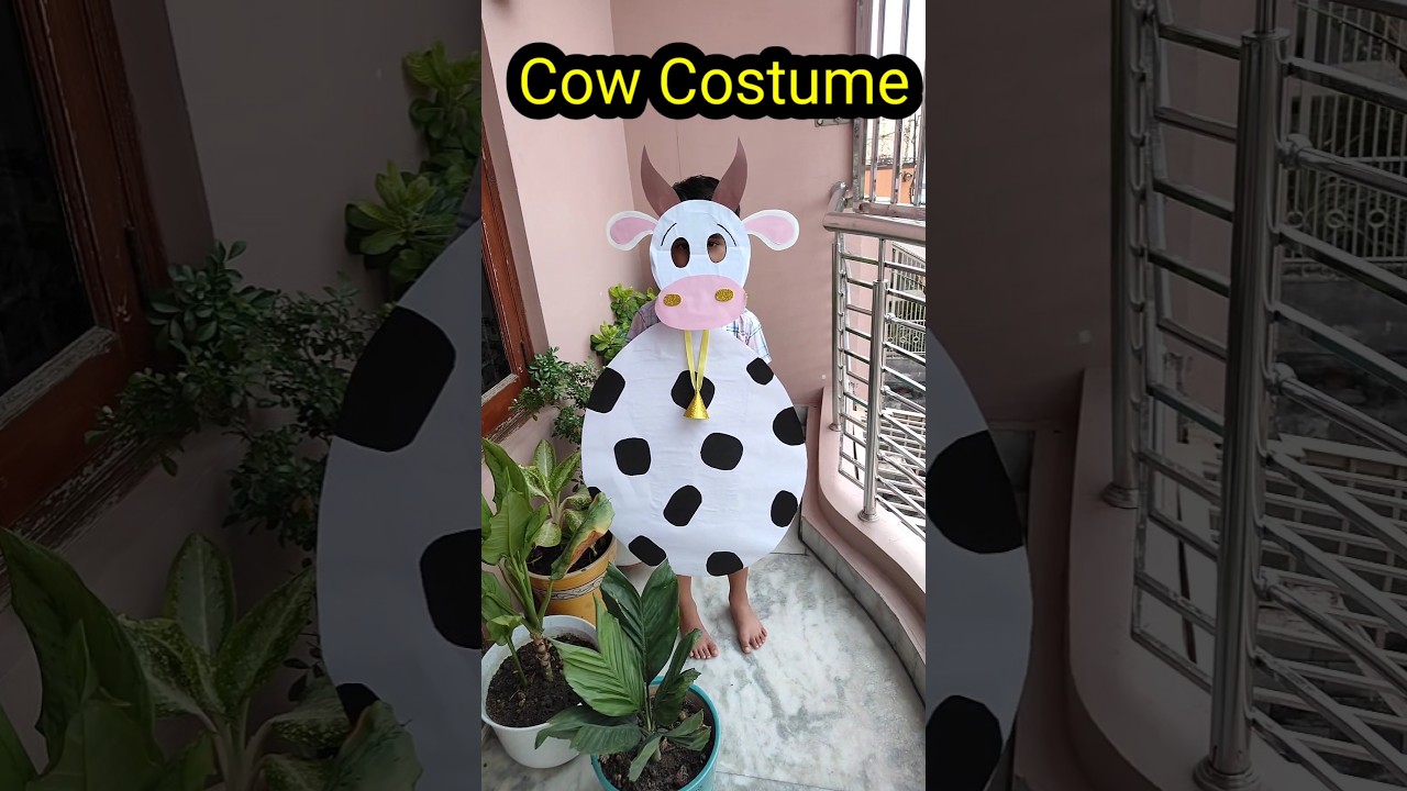 How To Make Easy Cow 🐄 Costume/CutOut #ytshorts #fancydress #animalcostume #cow #cutouts #diy #easy