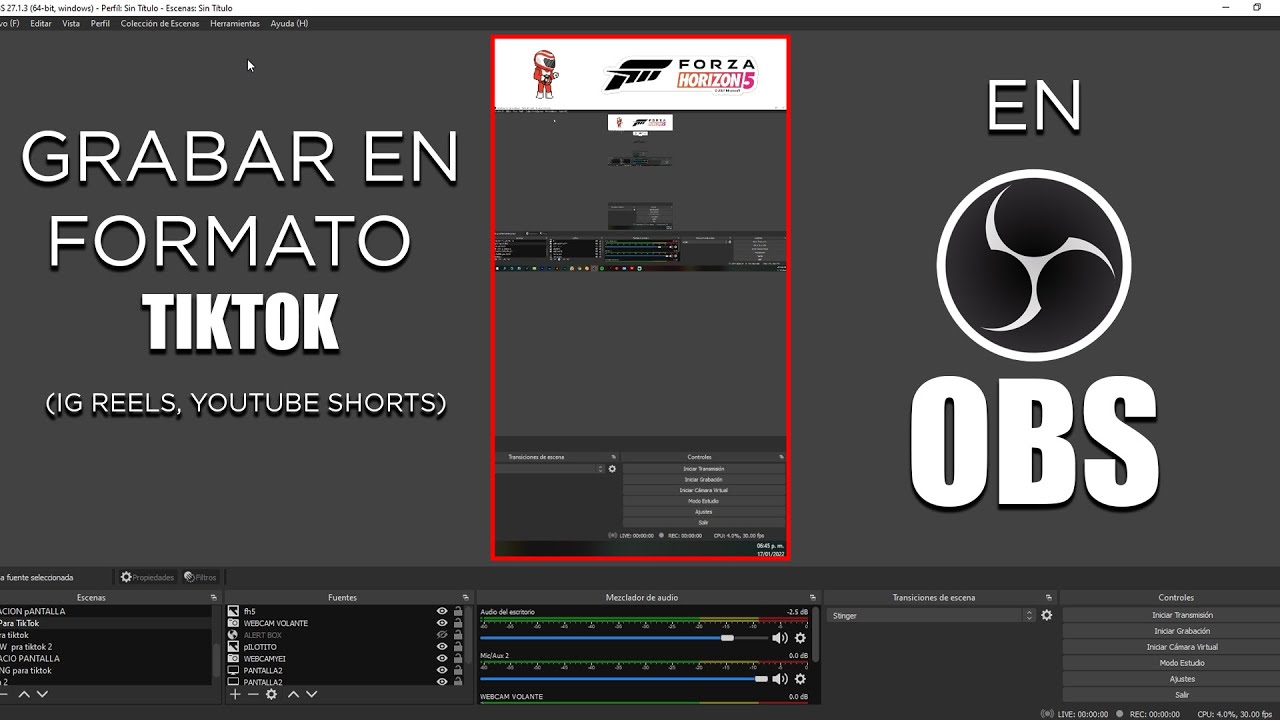 COMO GRABAR EN FORMATO TIKTOK (IG reels, youtube shorts), DESDE OBS | TUTOS EN SHINGA | OBS