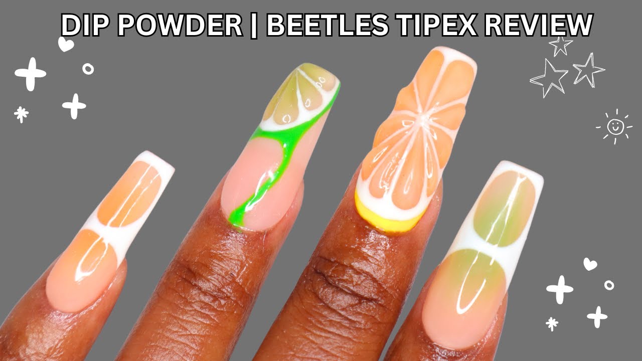TESTING BEETLES TIPEX INSTANT APEX ACRYLIC TIPS WITH DIP POWDERS | CITRUS 3D NAILS