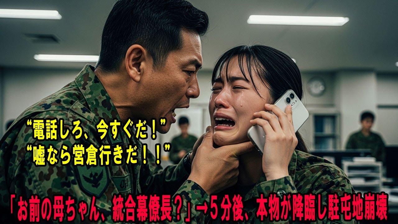 「母が統合幕僚長？ありえない」と隊員を罵倒した中隊長。→しかし、電話一本で本物の統合幕僚長がその場に現れ、部隊長たちの顔から血の気が引いていく… #感動の物語 #AIストーリー