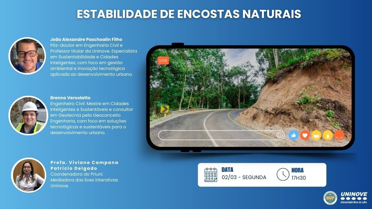 UNINOVE LIVE - ESTABILIDADE DE ENCOSTAS NATURAIS