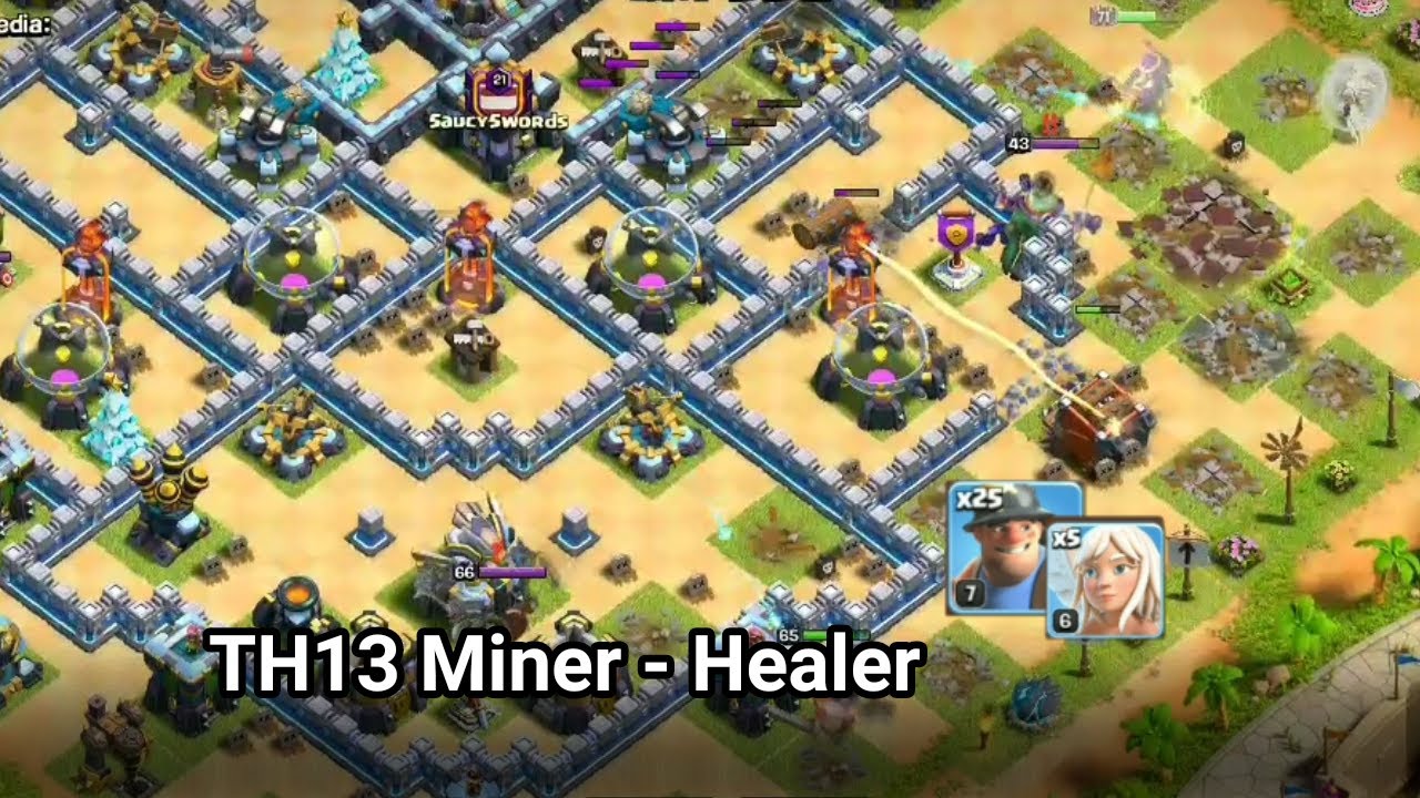 Pakai Combo Miner Gampang Th13 | Clash of clans gameplay
