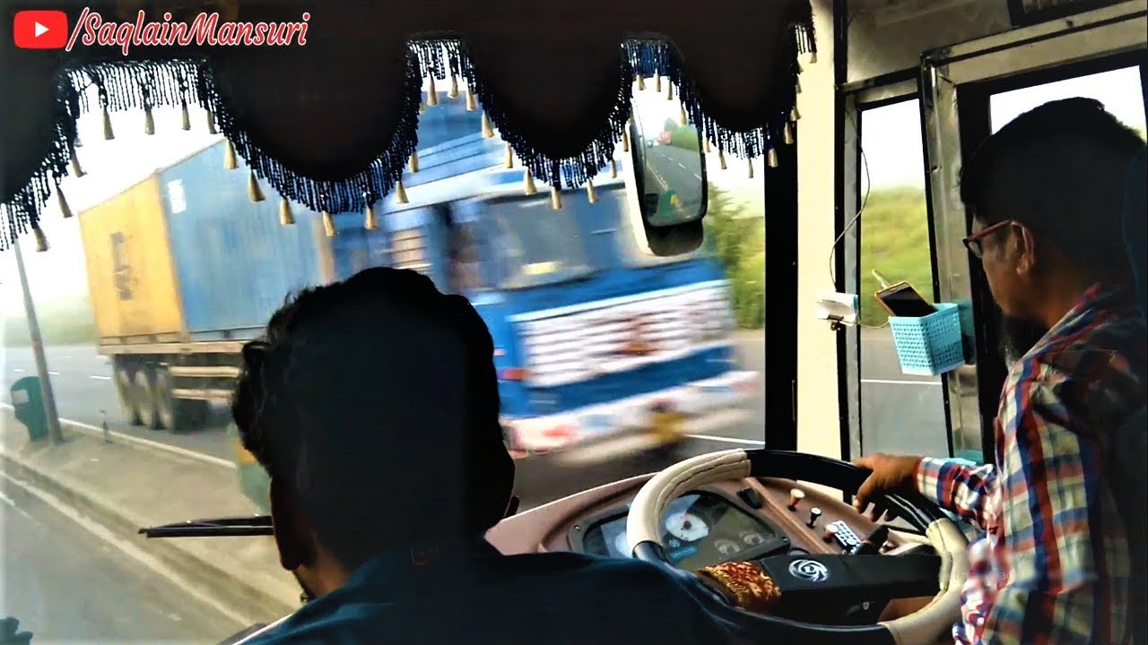 High Speed Bus Driving Video || Mumbai Highway || Bharat AC Bus Diu-Gujarat To Mumbai