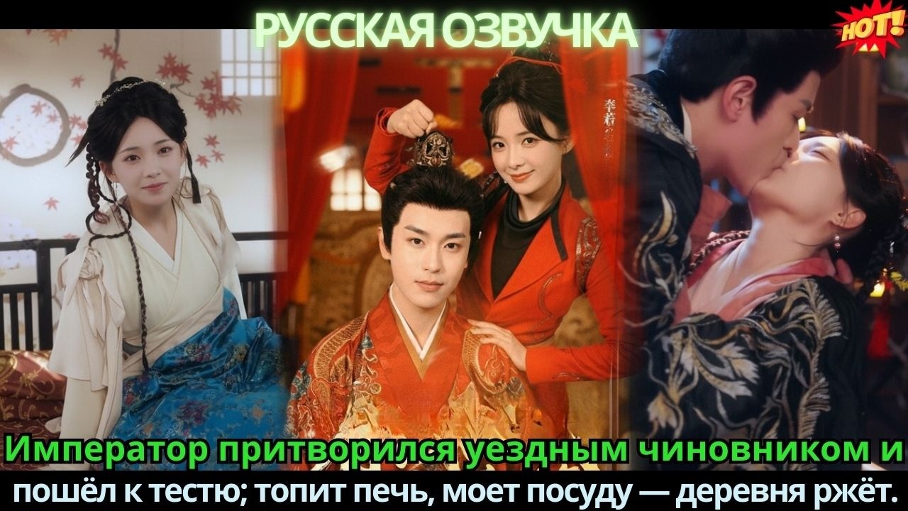 Император притворился уездным чиновником и пошёл к тестю; топит печь, моет посуду — деревня ржёт.