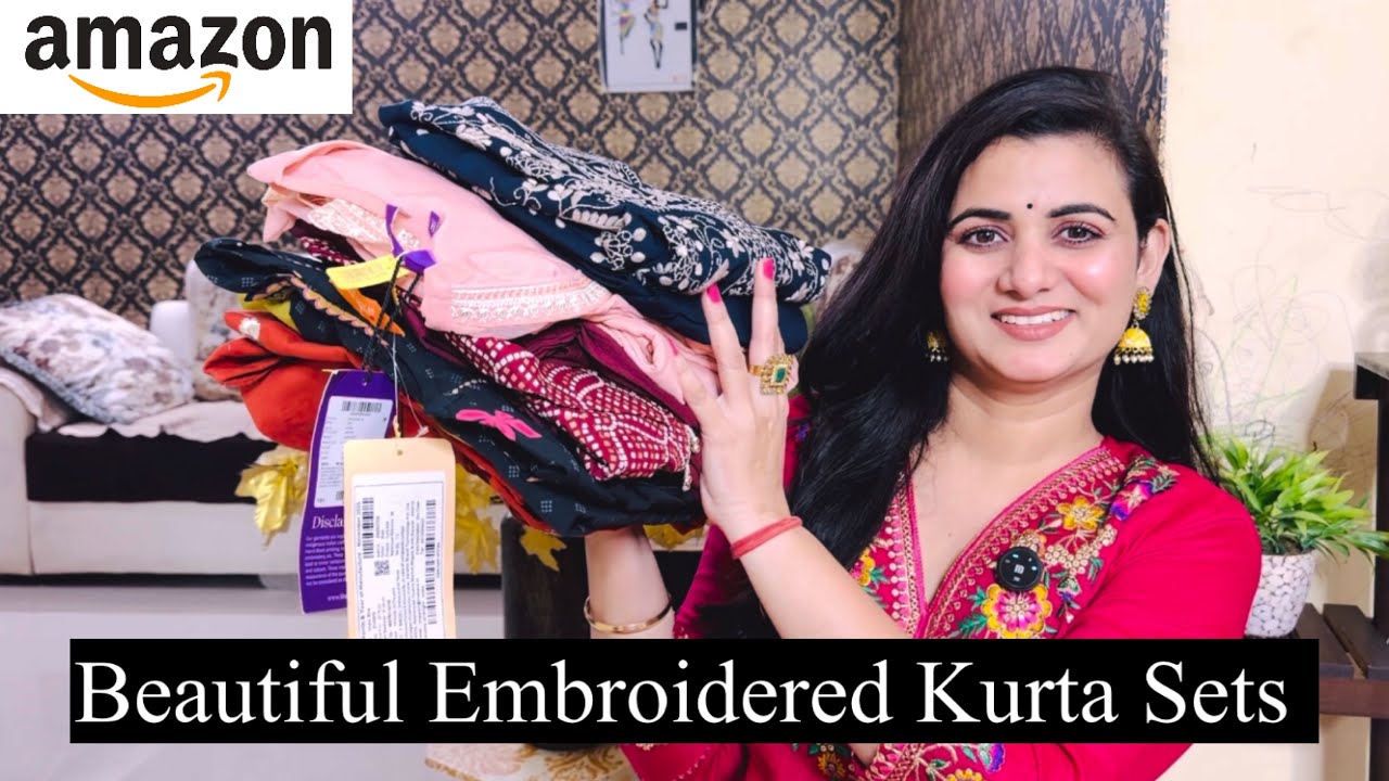 Must Have Amazon Kurta Set Haul, Embroidered Kurta Pant Set With Dupatta, Cotton Kurta Palazzo Set