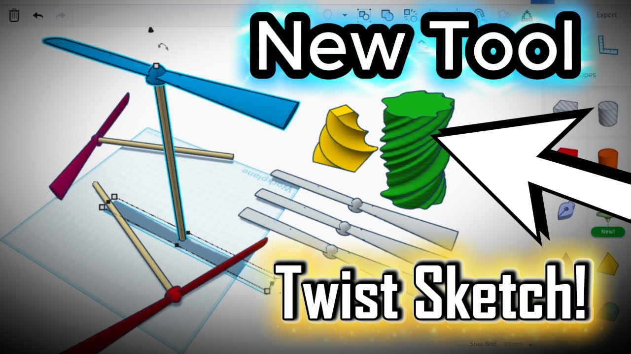 Урок по Tinkercad: НОВАЯ ФУНКЦИЯ! Первый взгляд! Twist Sketch!!! (3D-моделирование)