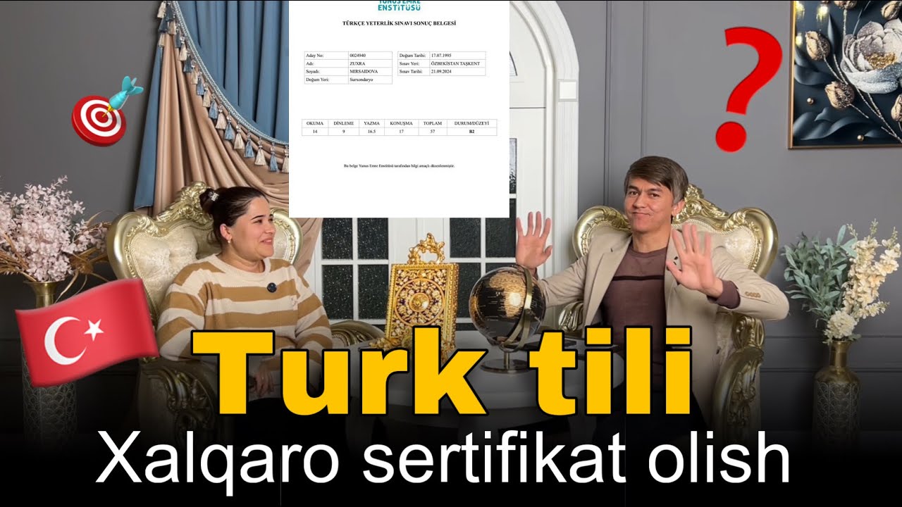 TURK TILI | XALQARO SERTIFIKAT OLISH | MILLIY SERTIFIKAT OLISH 🇹🇷