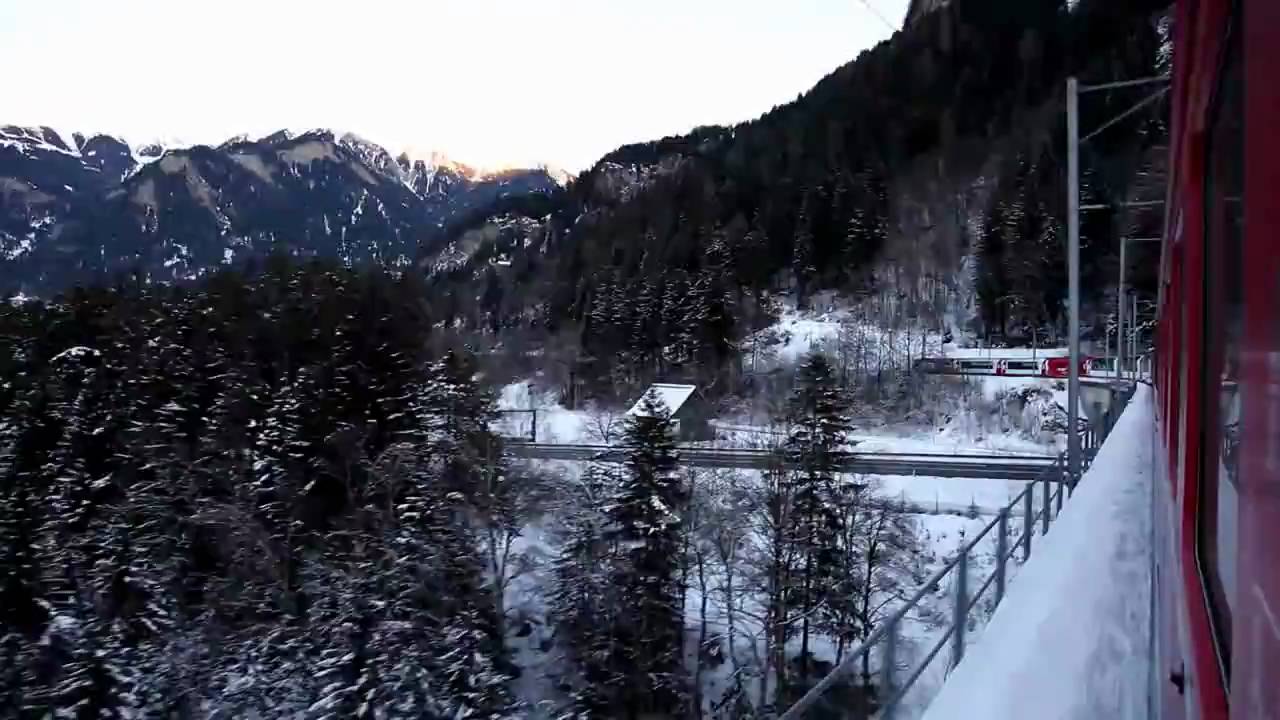 Leaving Thusis on the Albula line, Switzerland