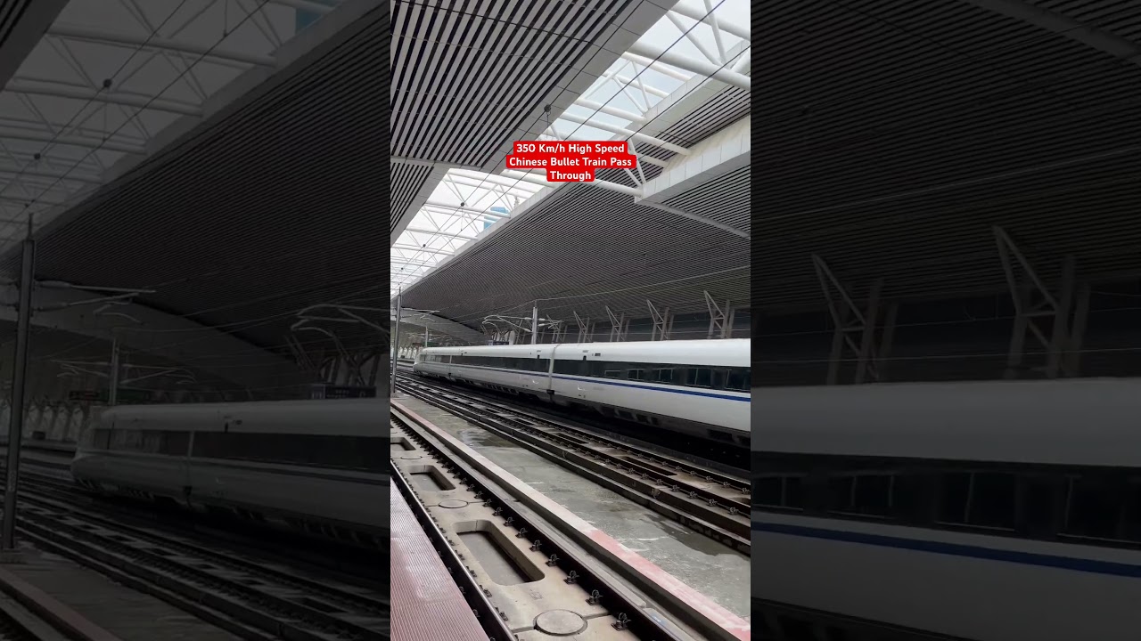350 km/h Chinese Bullet Train passing through station #train #hsr #china #technology #transport