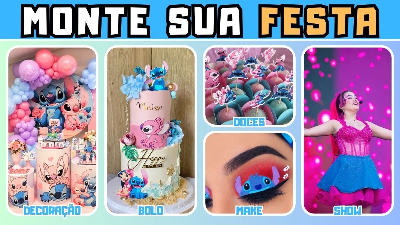 MONTE SUA FESTA DO STITCH 💙✨ Escolha os melhores itens! Emilly vick
