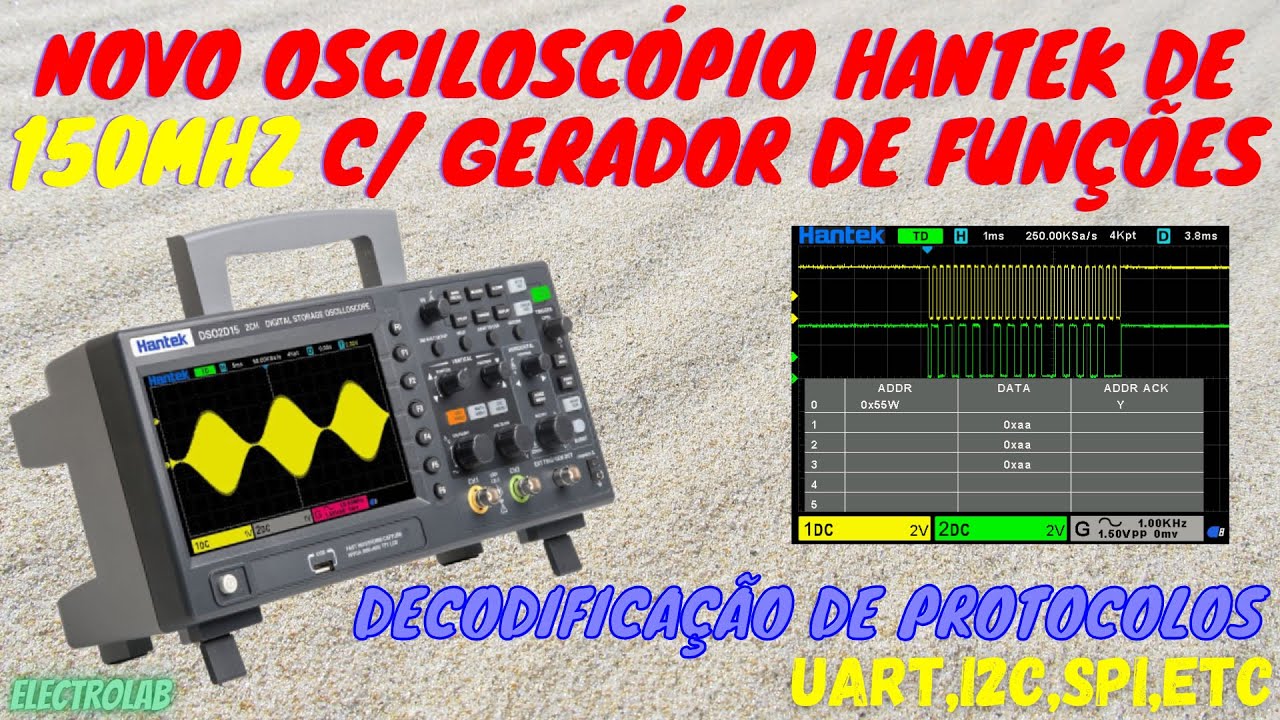 Como Decodificar Protocolos no novo Osciloscópio Hantek DSO2D15 de 150MHz (inclui review)!