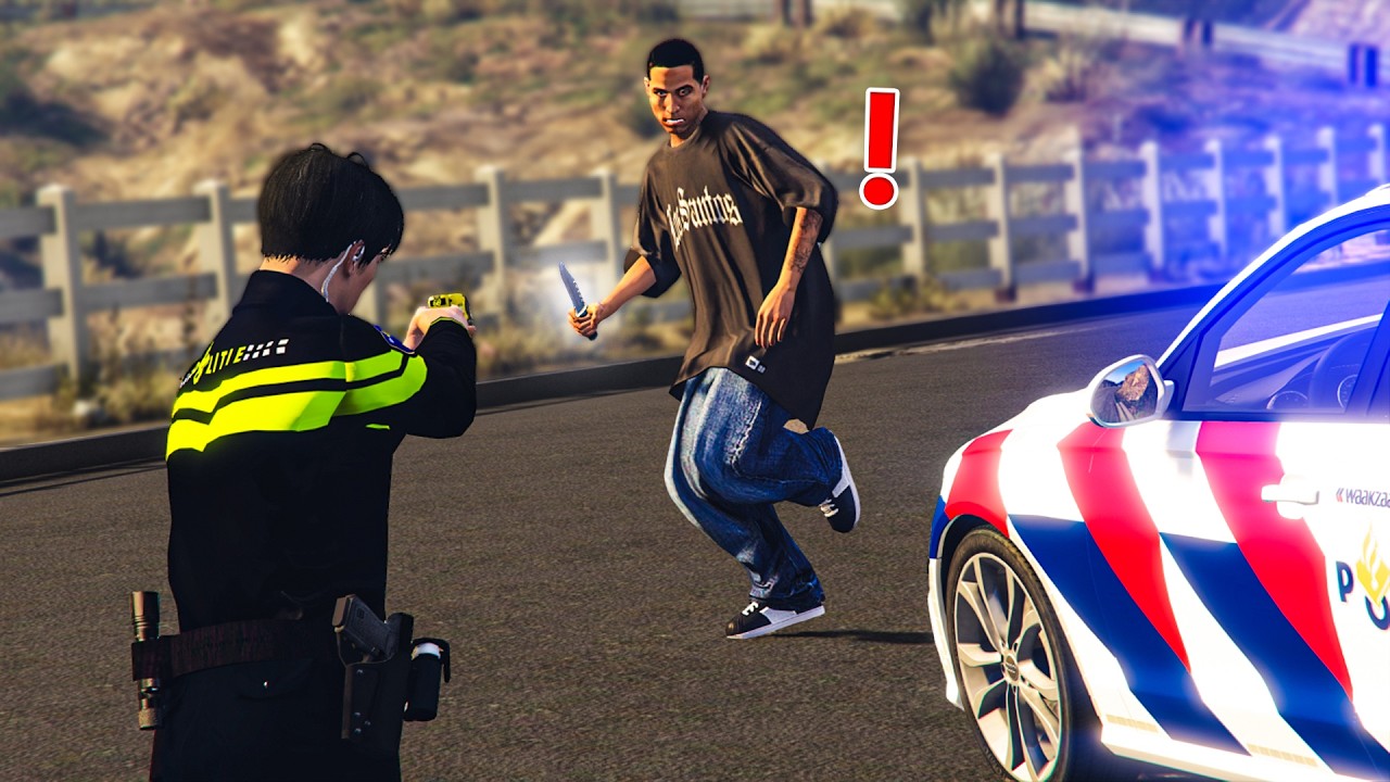 VERWARDE MAN MET MES GETASERD DOOR POLITIE! - GTA 5 LSPDFR 