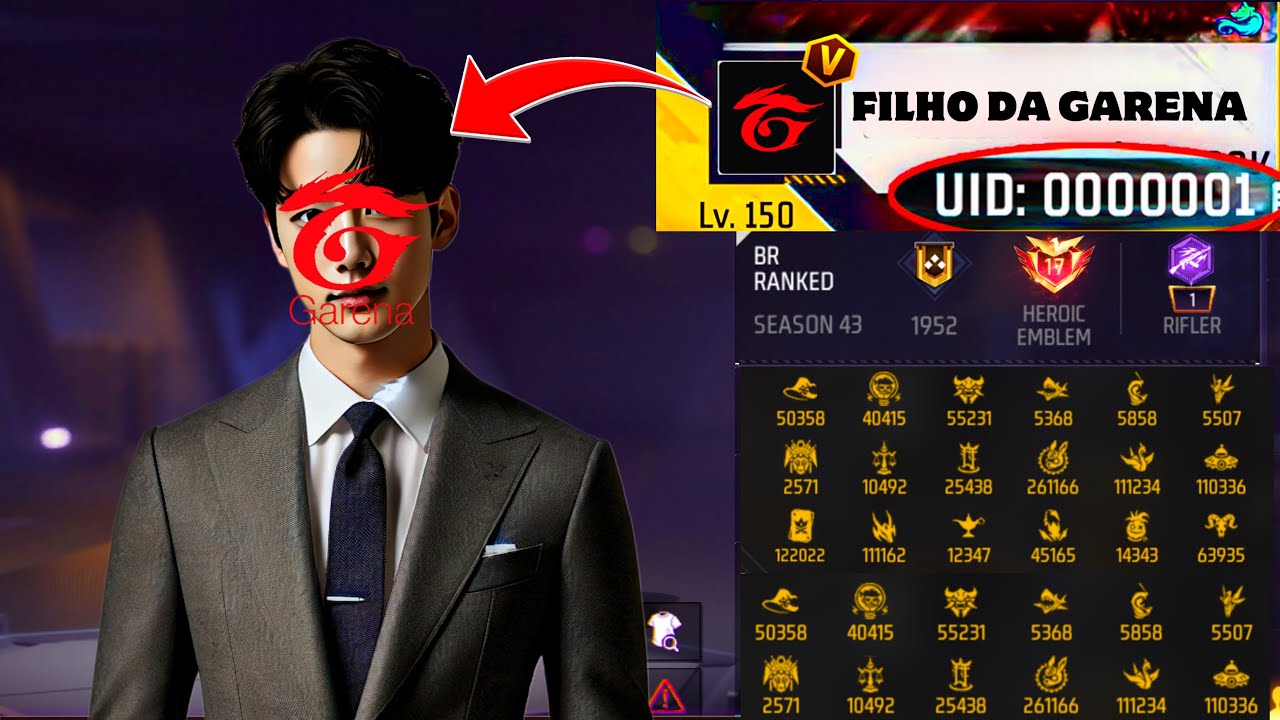 CONTA DO FILHO DO DONO DA GARENA *a conta mais gemada do free fire*