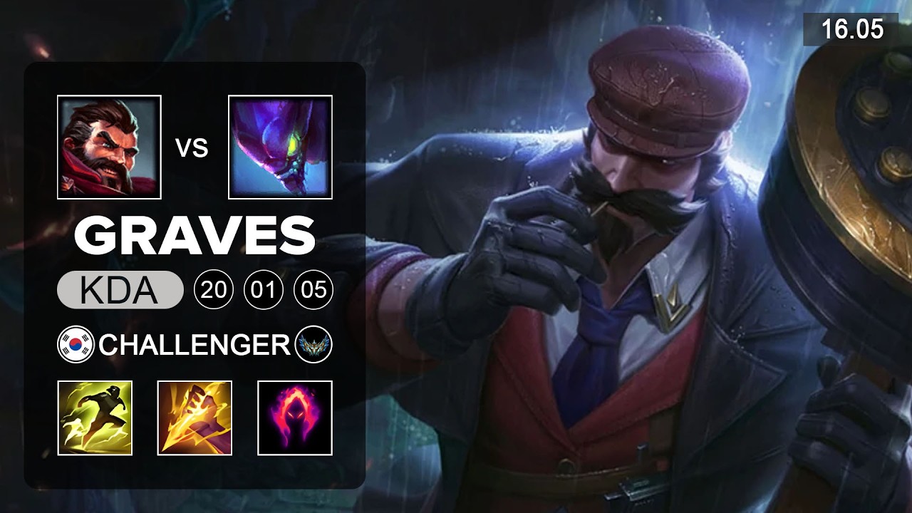 Graves vs Kha'Zix Jungle - KR Challenger - Patch 16.05 Season 16