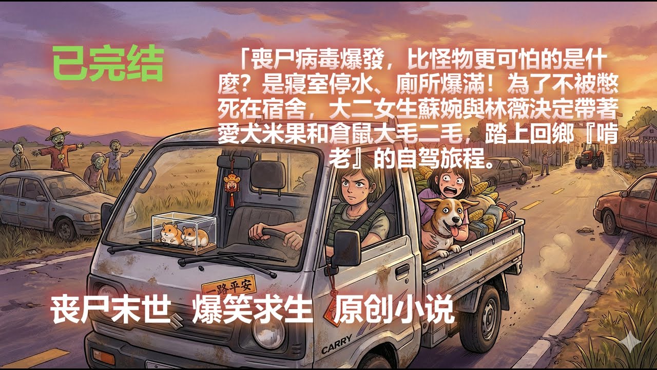 《鹹魚少女的末日「豪華」遊記》當喪尸在撓門，我們在敷面膜——兩位無照駕駛的女大生，帶著一狗兩鼠與半車玉米，開啟一場為了紅燒肉而戰的爆笑返鄉之旅！#有聲小說 #末世 #雙女主