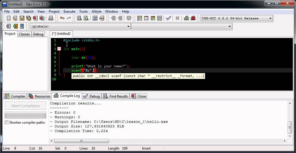 scanf на С (Си) пример использования scanf