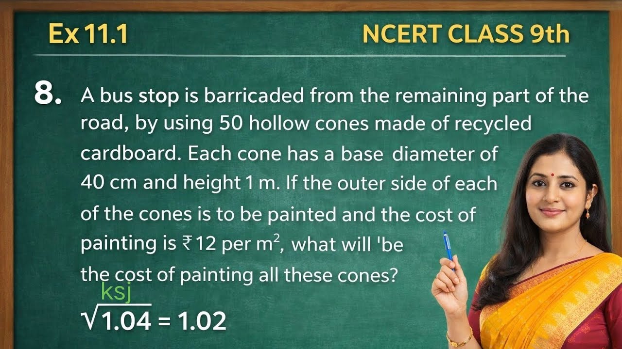 Que 8 Ex 11.1 class 9th surface area and volumes chapter 11 ncert books#ksj453 #maths #class 9th