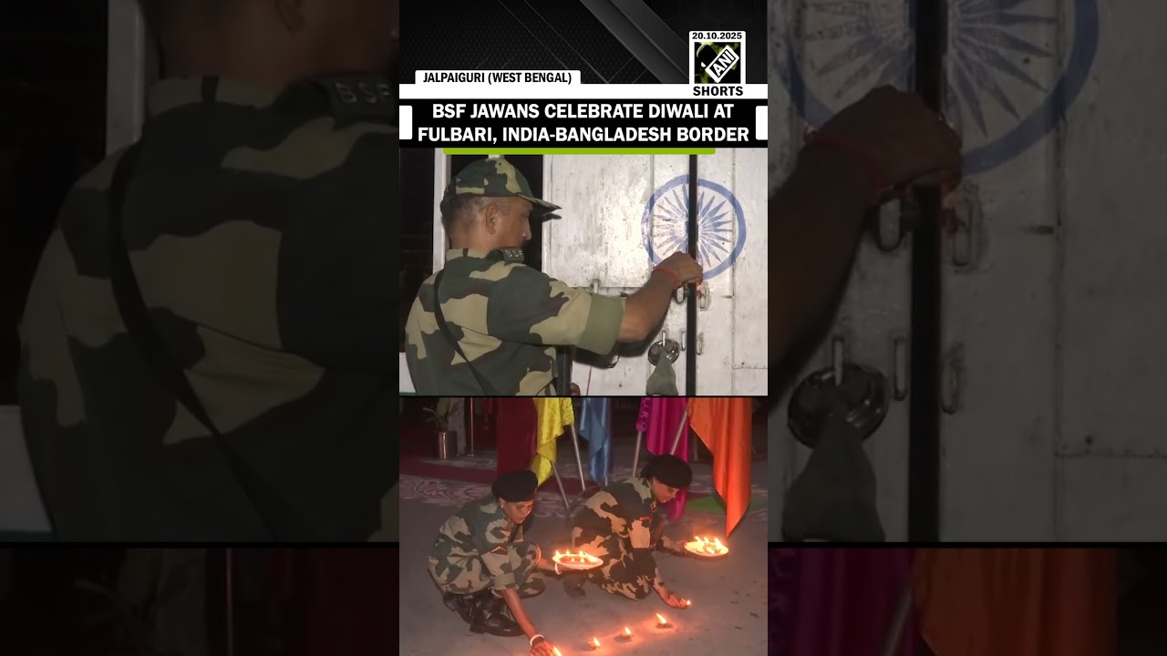 Border Security Force Jawans celebrate Diwali at Fulbari, India-Bangladesh border