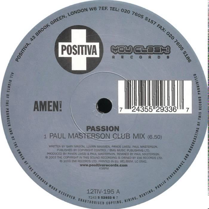 Amen UK - Passion (Paul Masterson Club Mix)