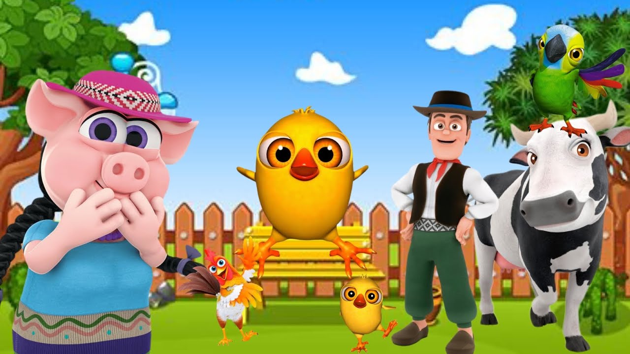 El Pollito pío 3d - el Toro y el Tractor de la Granja -el Pollito y el Tractor de la Granja