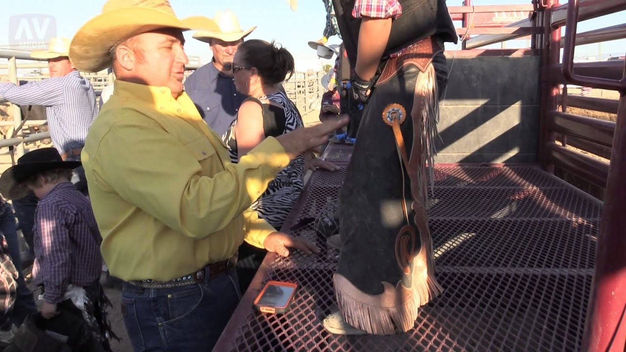 Father gives mutton busting tips to 4-year-old son