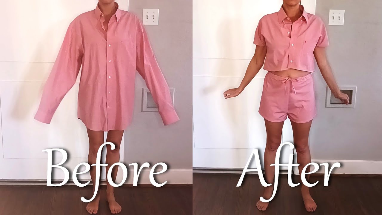 DIY Pajama Set With Shorts from a Thrifted Men's Shirt (Beginner Upcycling/Sewing Project)