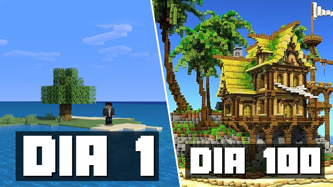 Sobrevivi 100 DIAS em uma ILHA DESERTA no Minecraft Hardcore - O FILME