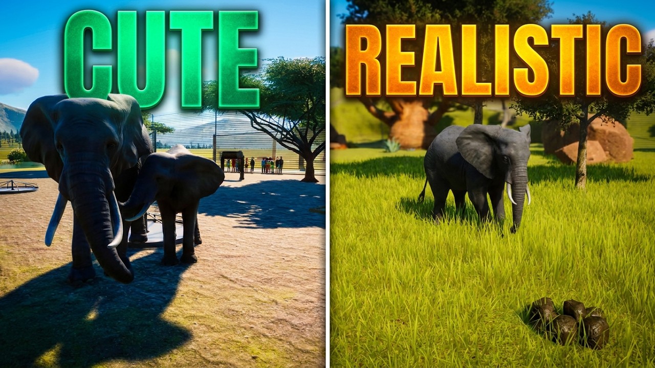 Planet Zoo-African savanna elephant AI Behaviors. Zoomies-Matting-Drinking-pooping etc...