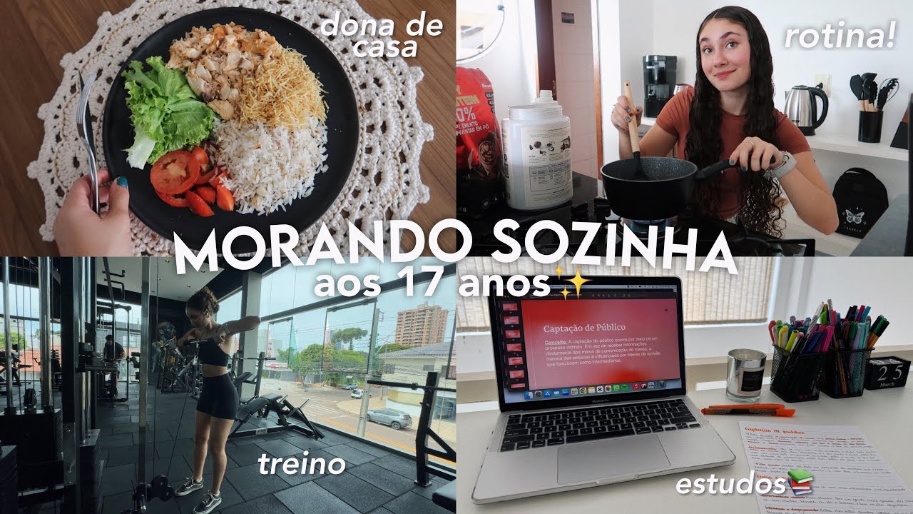 rotina morando sozinha aos 17 anos! 🥗👩‍💻 ~ academia, faculdade e dona de casa ~