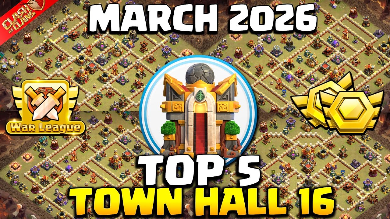 TOP 5! NEW BEST Town Hall 16 (TH16) WAR/CWL BASE + COPY Link 2026 | TH16 Anti 2 Star Base | COC 