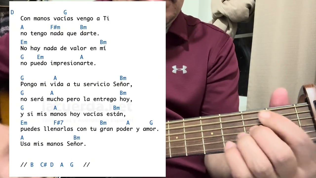 Con manos vacias  guitarra esta en FA pero pongo capo en el 3 y toco en RE